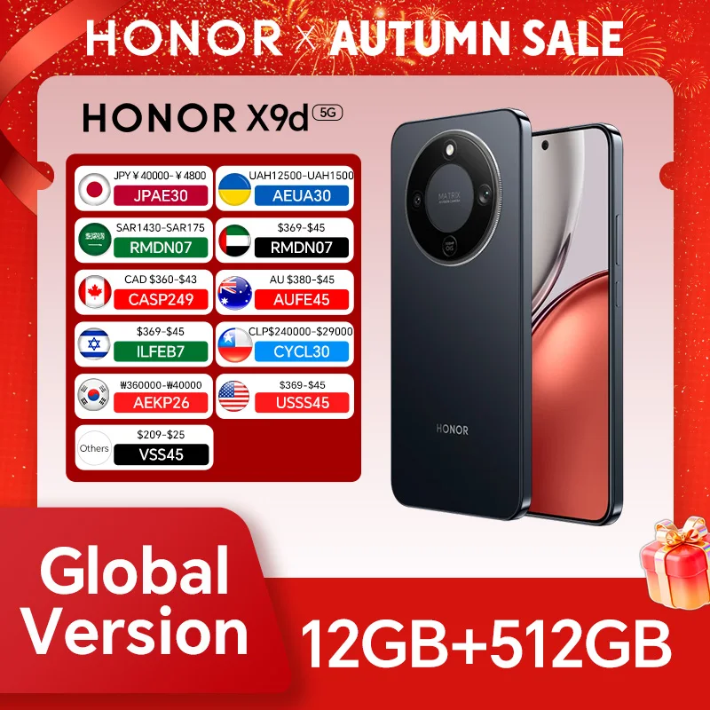 HONOR X9d Global Version 12GB+512GB 5G Smartphone 6.79'' 120Hz Screen 108MP AI Camera 8300 mAh 66W Super Charging