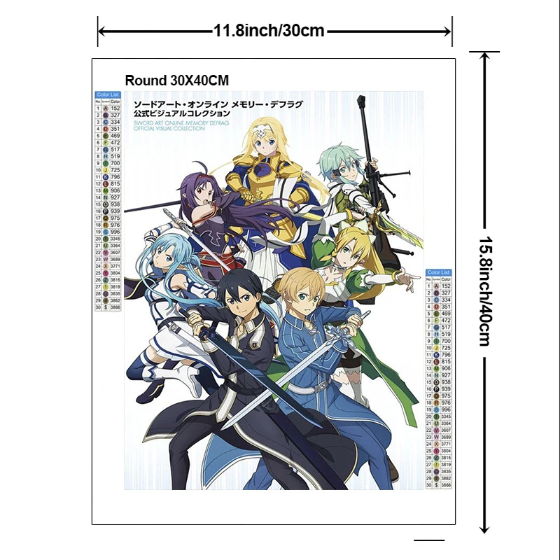 2024 New 5D DIY Sword Art Online Diamond Painting Kit Diamond Embroidery Color oil painting Hand Mosaic art home decoration gift