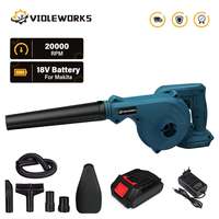 VIOLEWORKS 2 in 1 Cordless Electric Air Blower 20000rpm Home Computer Dust Remover Cleaning Leaf Blower for Makita 18V Battery