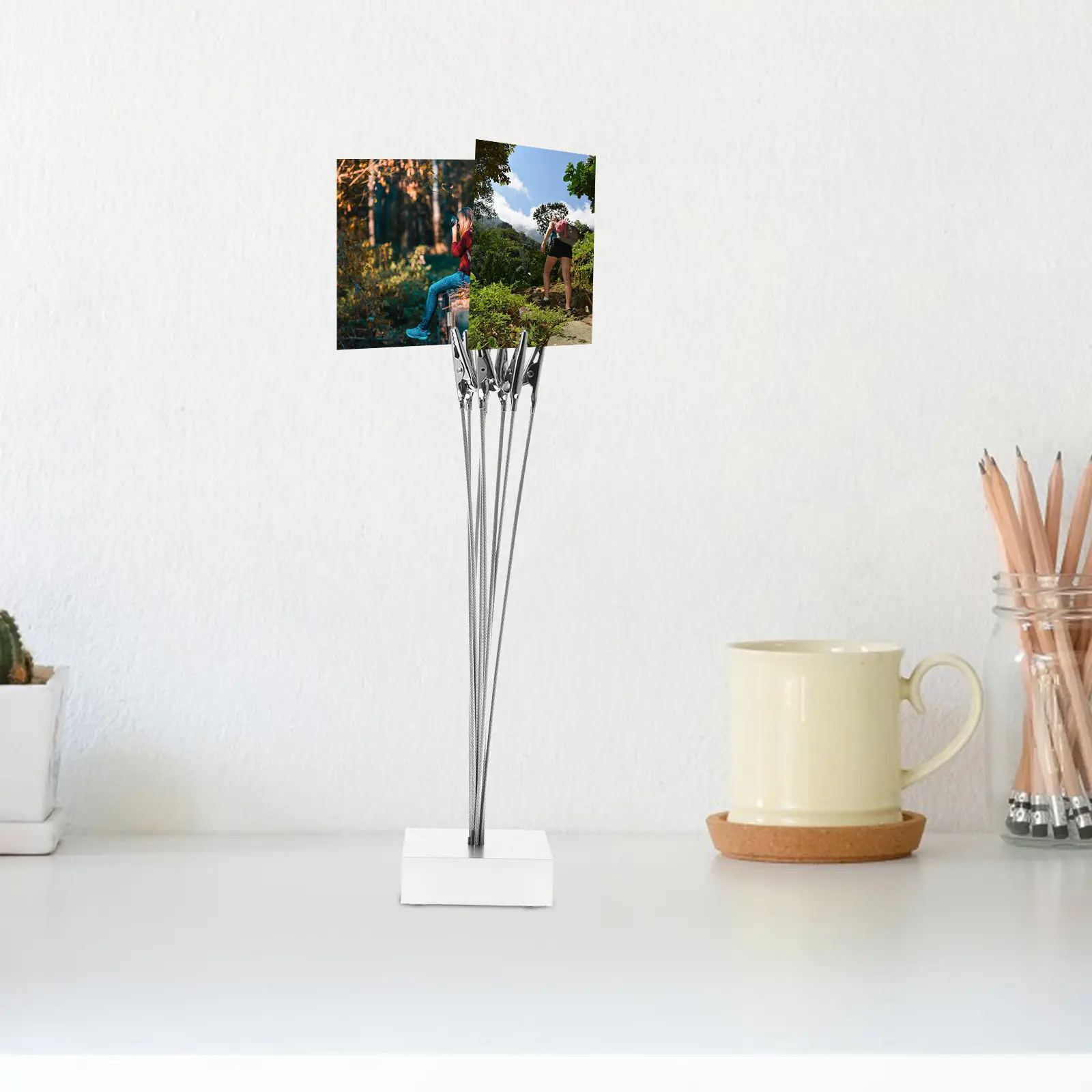Photo Holder Tree Shape Desktop Stand 8 Clips Freestanding for Displaying Photos Notes Artwork Postcards Photo Holder Stand