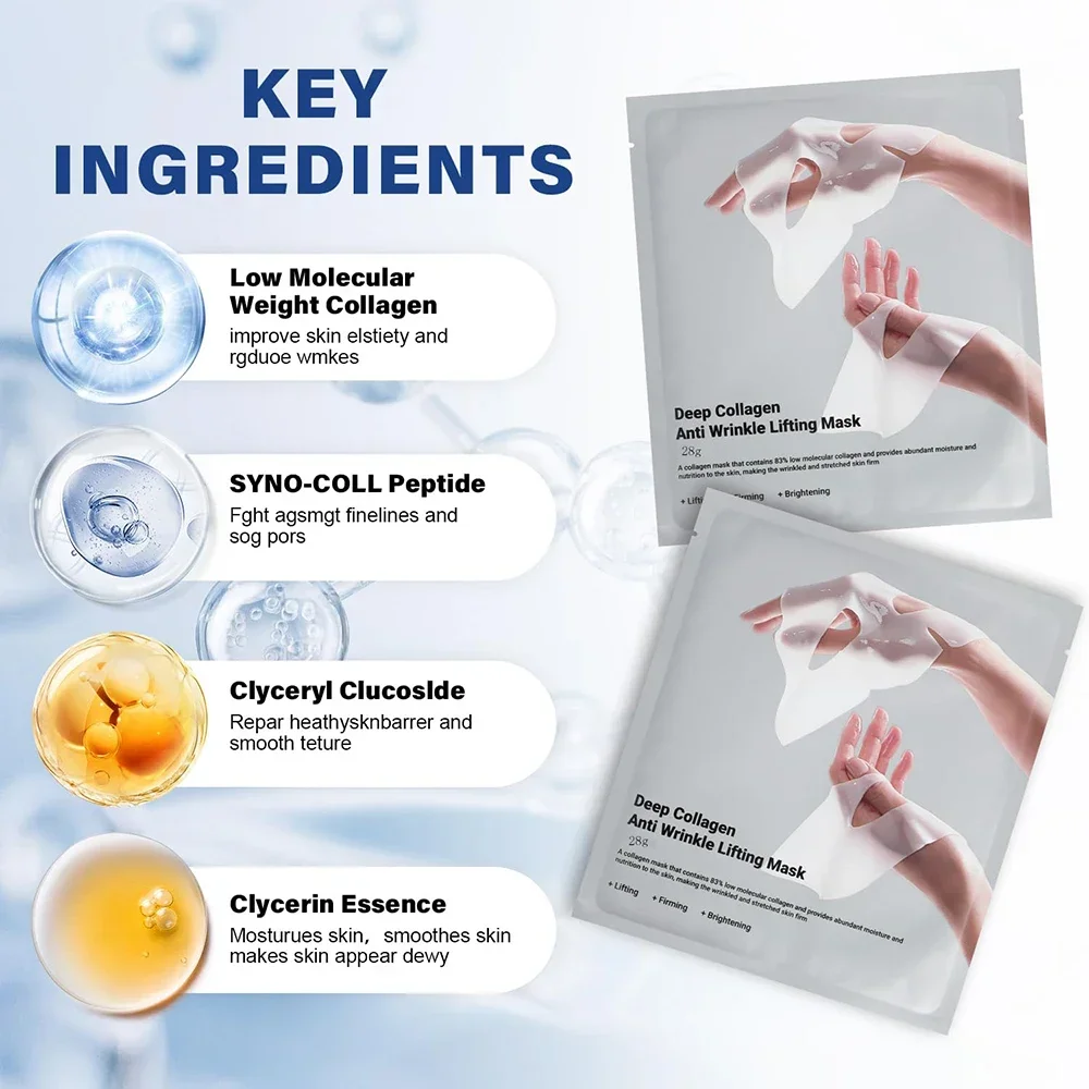 قناع الرفع المضاد للتجاعيد من الكولاجين العميق قناع الوجه الكولاجين طوال الليل، قناع الكولاجين العميق لرفع ترطيب ثبات (5 عبوات) #5