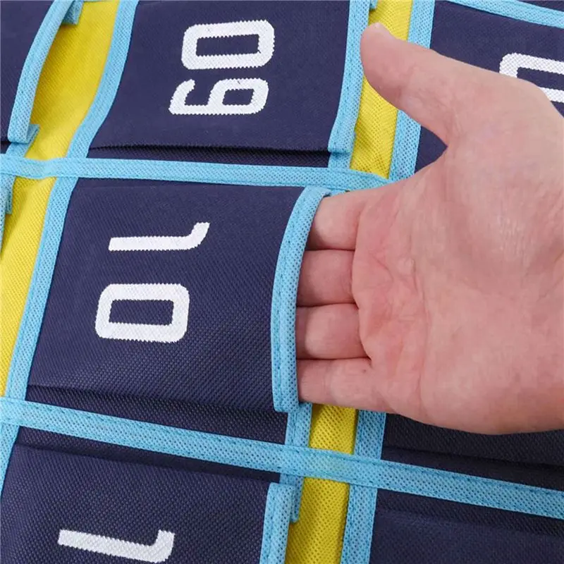 AT63-5X Numbered Pocket Chart Classroom Organizer For Cell Phones Calculator Holders (30 Pockets, Blue Pockets)