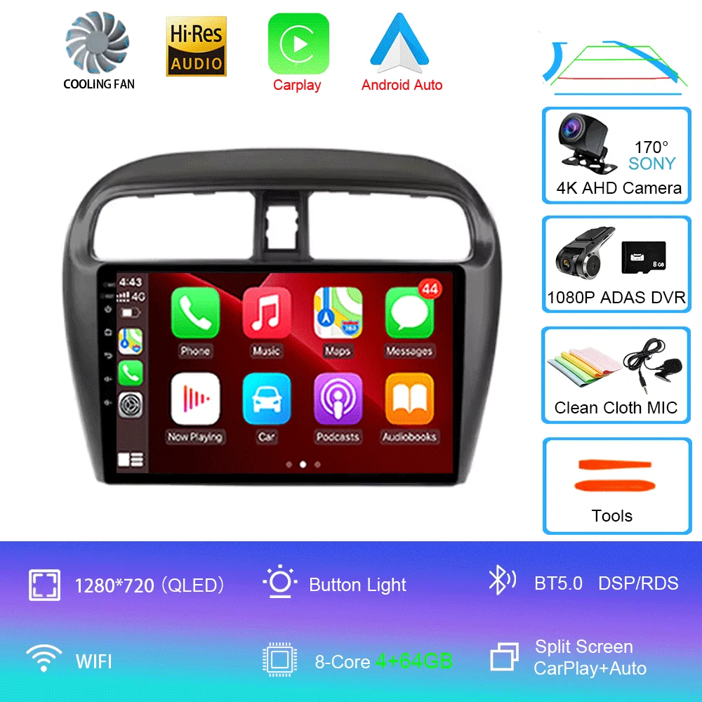 Android 16 autoradio voor Mitsubishi Mirage Attrage 2012-2018 Space Star 2014 GPS navigatie stereo multimedia - afbeelding 1