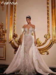 Glitter Beads Rhinestones Bride Robe Detachable Train Sheath Bridal Dress Sexy Illusion Wedding Gown Customized Vestido De Novia