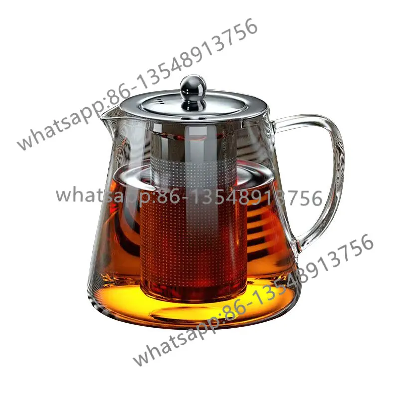

Heat-resistant glass teapot with stainless steel tea filter set