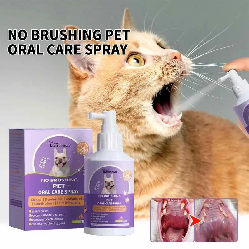 50ml Pet Oral Cleanse Spray Dogs Cats Teeth Clean Deodorant Prevent Calculus Remove Kitten Bad Breath Mouth Fresh Pet Supplies