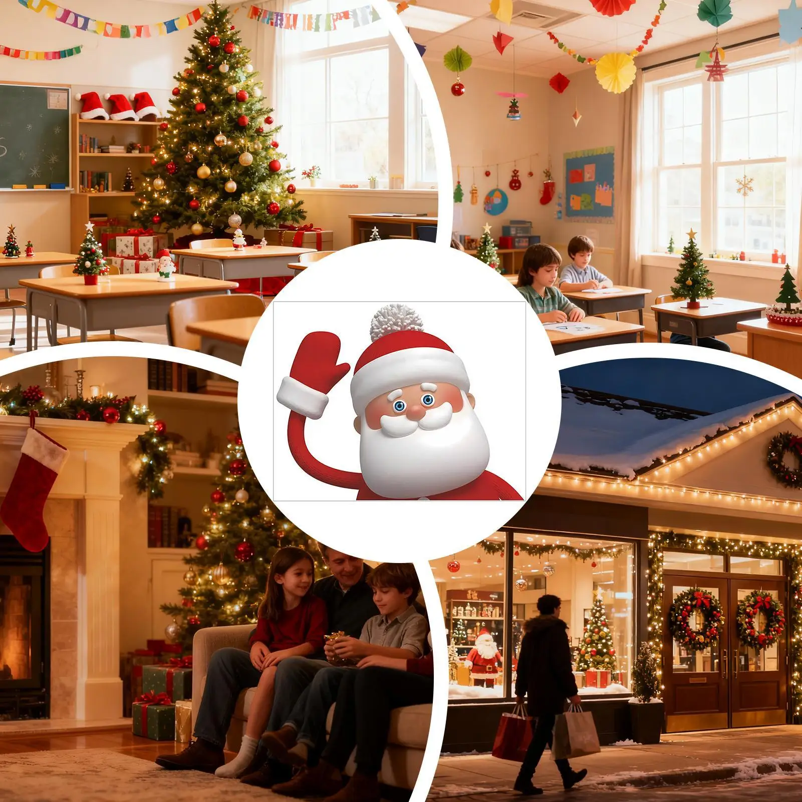 يلوح سانتا عيد الميلاد نافذة يتمسك ثلاثية الأبعاد تأثير الباب يتمسك كبير سانتا كلوز ملصقات نافذة ملصقات ديكور المنزل نافذة الشارات #5