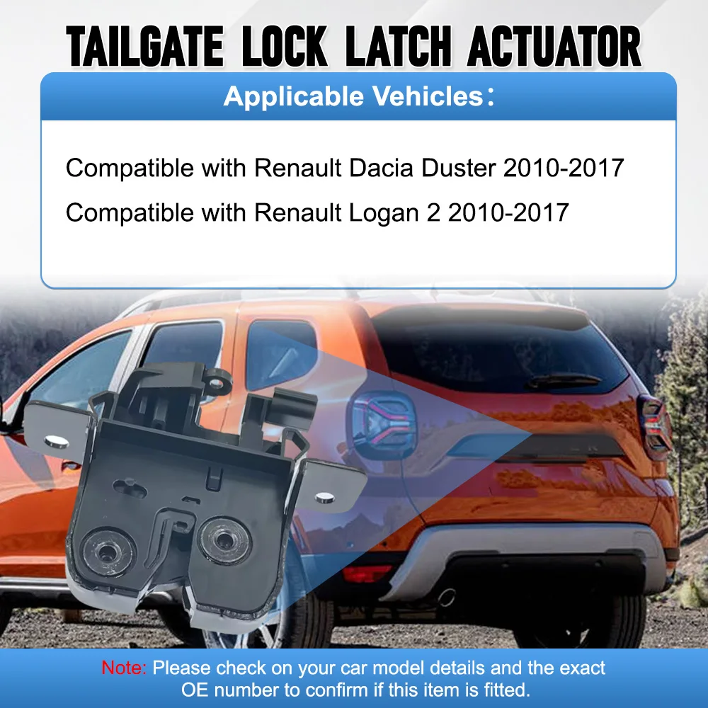 Car Tailgate Lock Trunk Lock Actuator 2Pins for Renault Dacia Duster Logan 2 2010 2011 2012 2013 2014 2015 2016 2017 905037230R 