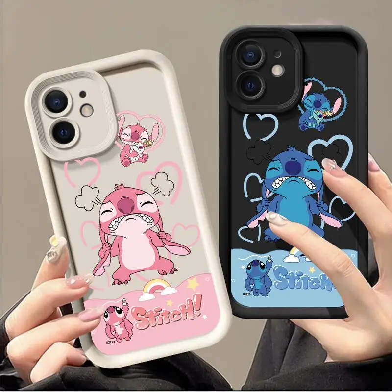 Phone Case for Apple iPhone 15 14 13 12 11 Pro Max 13 12 Mini XS XR X plus funda Disney Stitch Angel Astronaut Silicone Cover