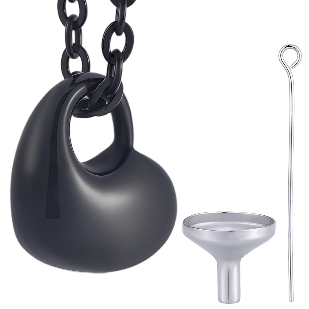 1 Box Black Heart Urn Necklace Memorial Keepsake Necklace 20 Inch Stainless Steel Cremation Ashes Jewelry with Funnel Filler Kit