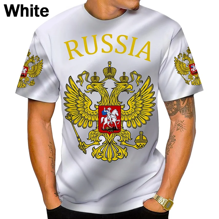 Men/Women 3D Russia Flag Casual T-shirt Unisex Hip Hop Punk Rock Tee Shirt