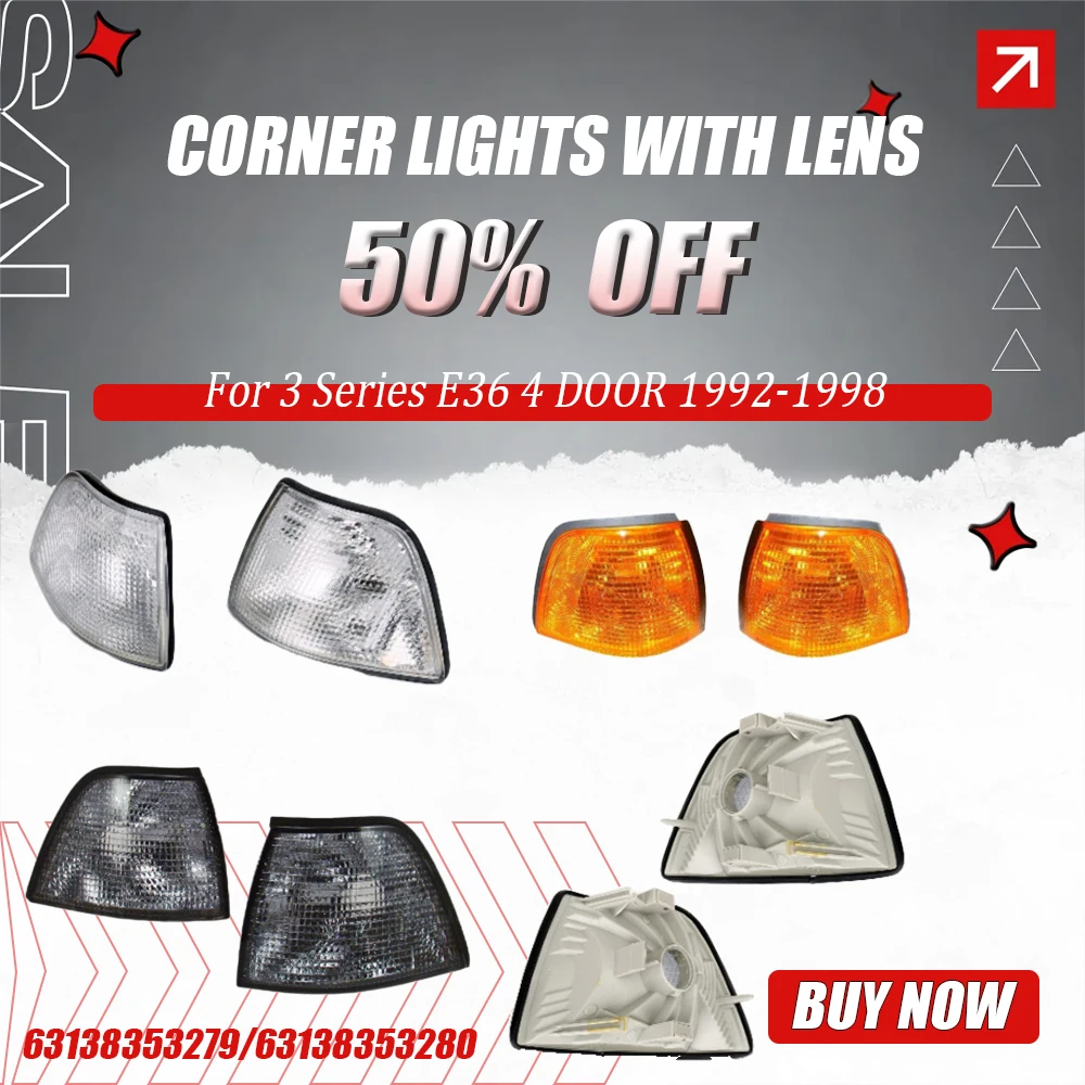 

Для 3 серии E36 4 двери 1992-1998 1 пара автомобильных левых и правых угловых указателей поворота с линзой 63138353279/63138353280