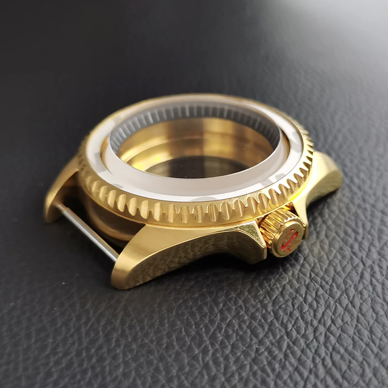 

42mm Gold SKX007 Watch Case Dome Sapphire Glass Fits NH35 NH36 4R35 7S26 Movement Transparent Back Cover Case Watch Repair Parts