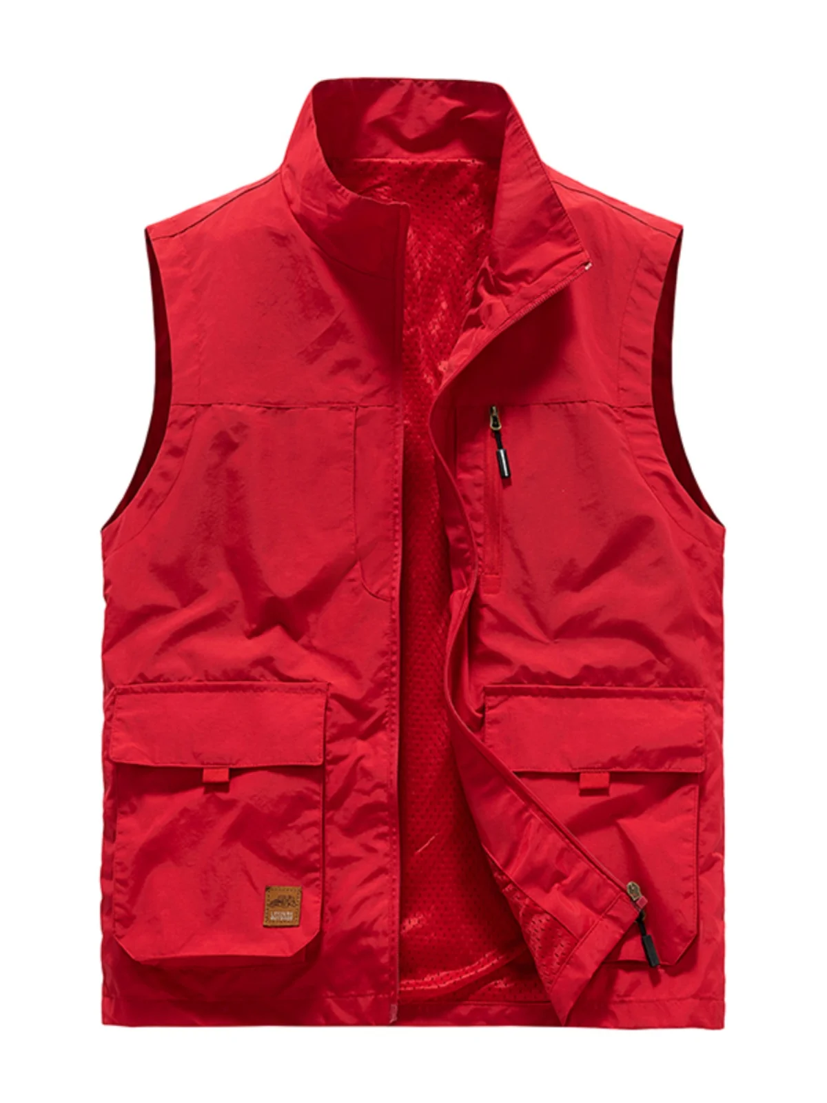 

Красный мужской модный рабочий жилет с множеством карманов, в уличном стиле, трендовый, в корейском стиле, с усиленными плечевыми ремнями, для городской молодежи, повседневный