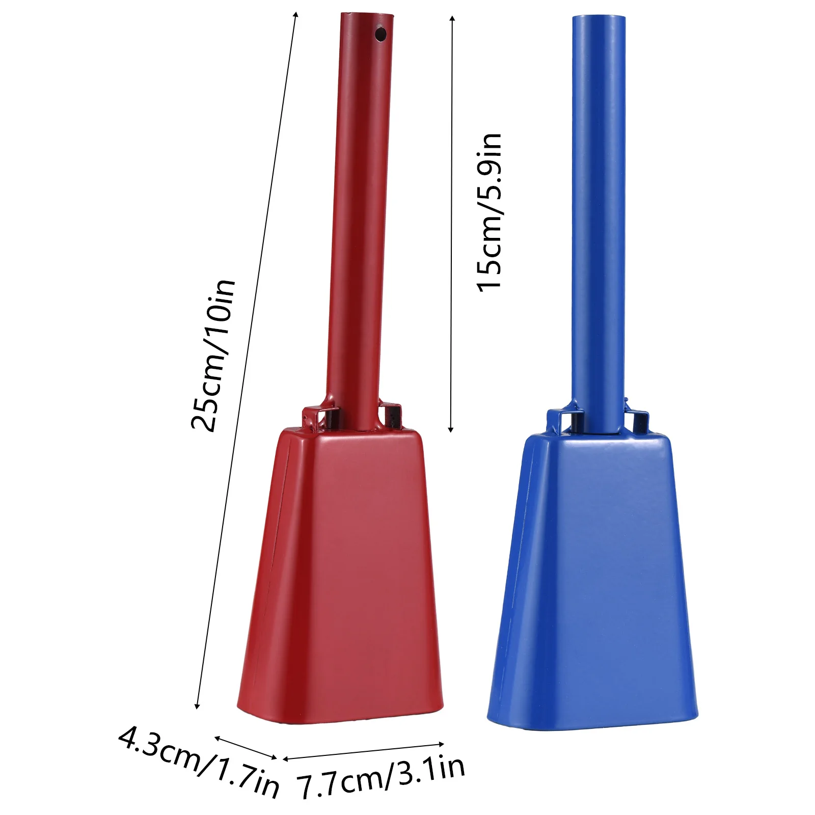 2 Pack Cowbell 10 Inch Cow Bell Percussion with Handle Noise Makers  Musical Instrument Iron Decorations School Hand Bells