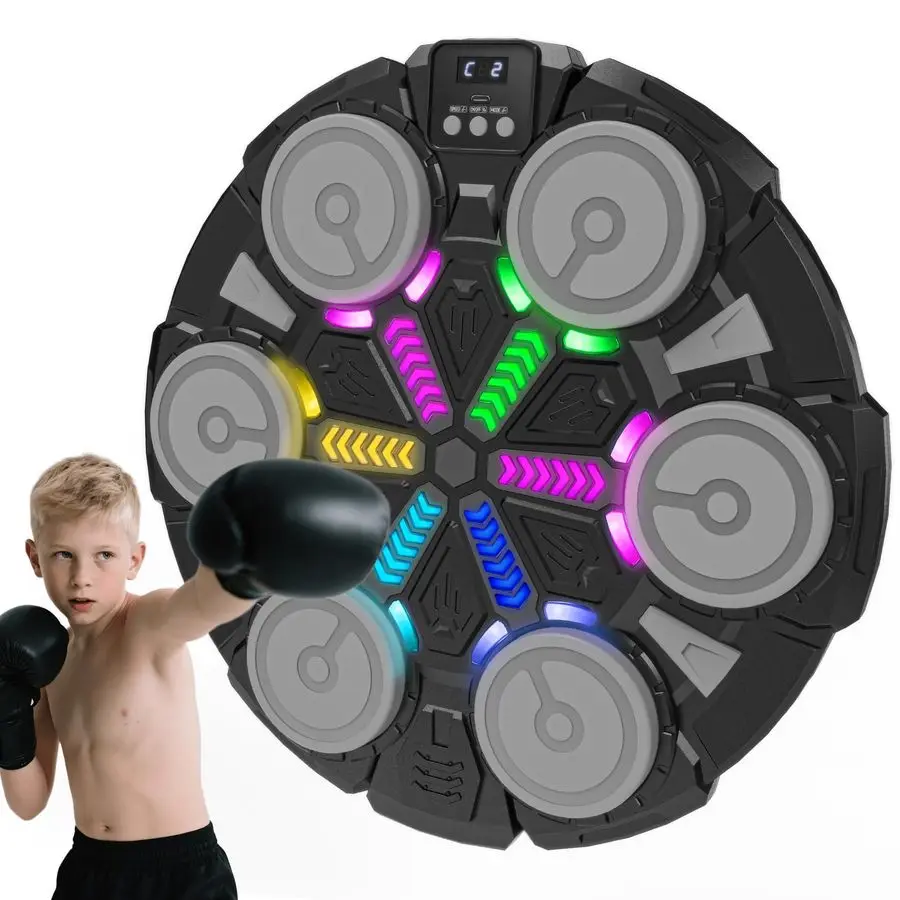 

Boxing Machine for Kids and Adults,Bluetooth Wall Mounted Punching Pad with Gloves,Rhythm LightsampTwoPlayer Battle Home Gym Equ