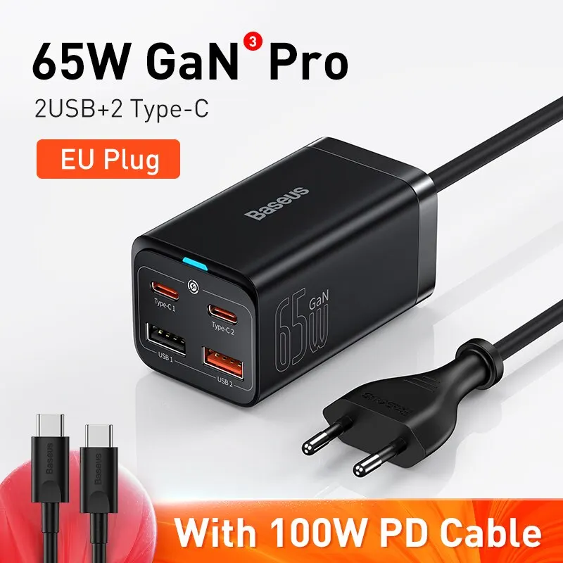Зарядное устройство Baseus 65W 4 в 1 для iPhone, Xiaomi, Samsung — фото товара
