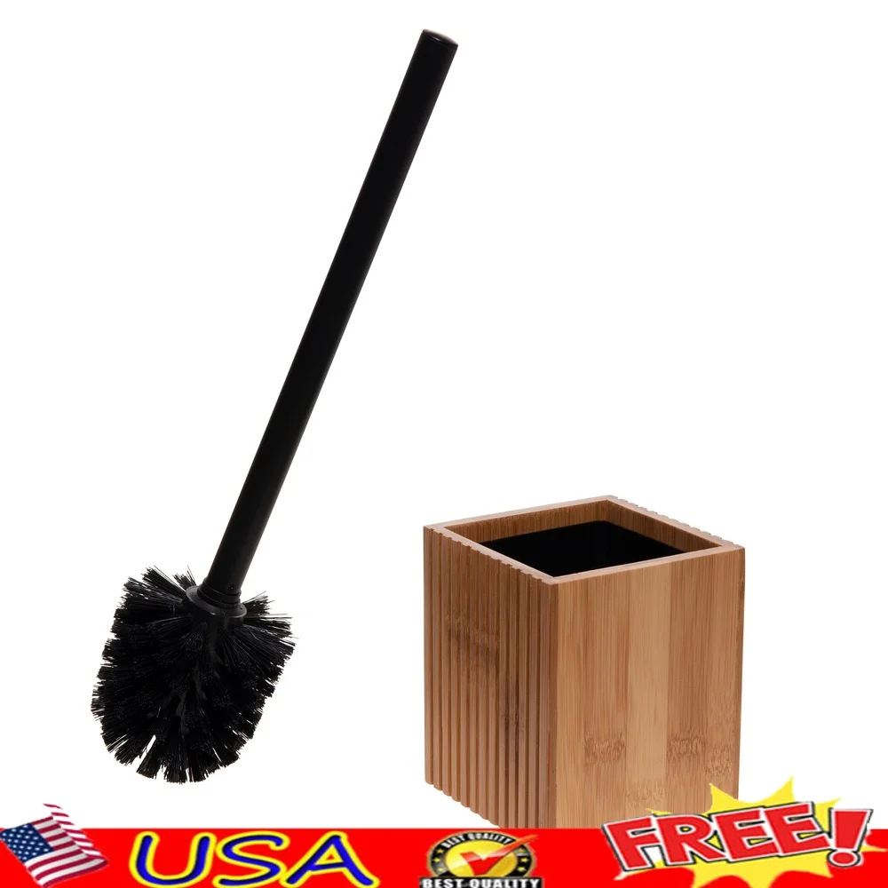 

Бамбуковая щетка для унитаза, инструмент для чистки на 360 градусов, короткий держатель, вентилируемый дизайн, пространство для ванной комнаты, легкое хранение