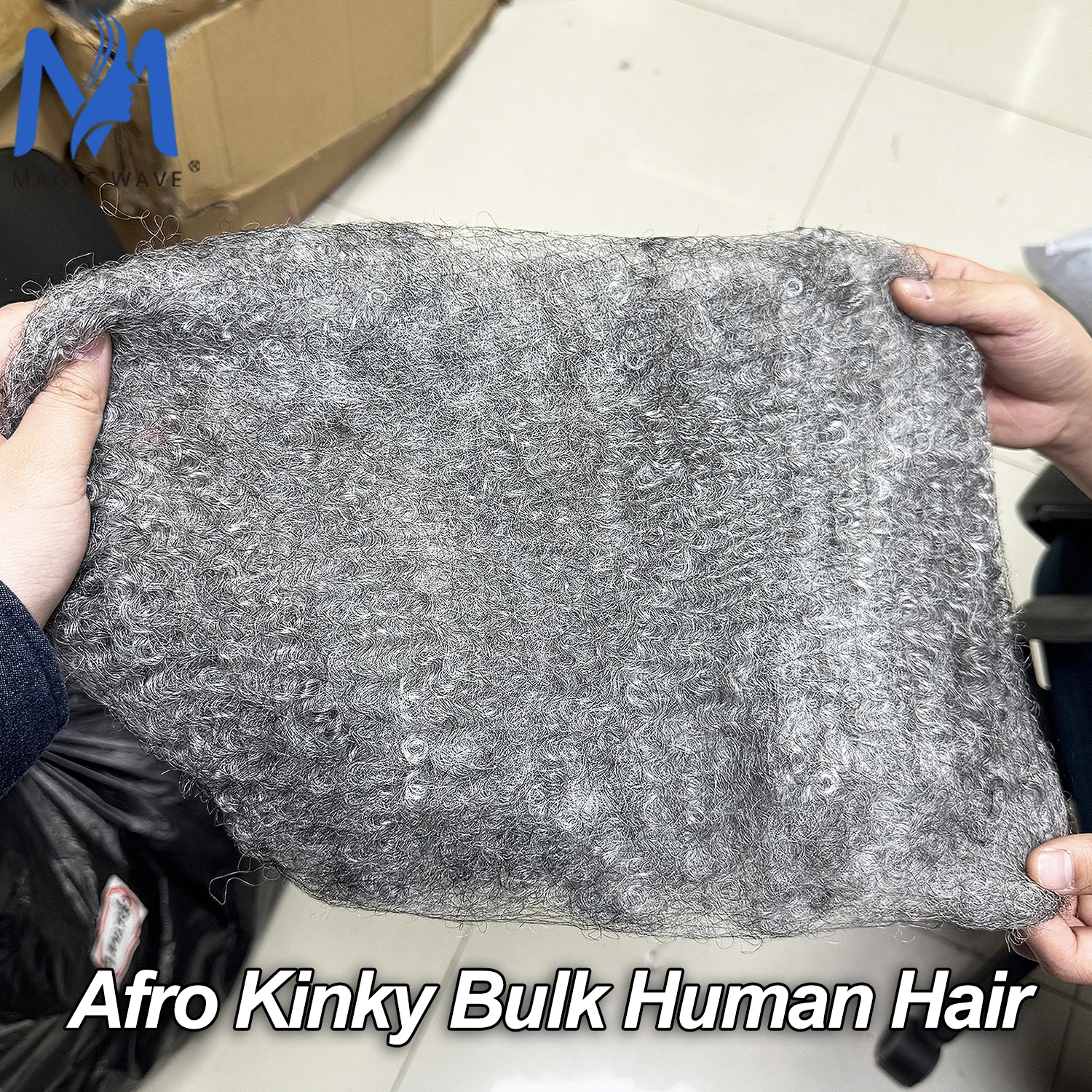 50g/pack 20in Grey Afro Kinky Human Hair Bulk Micro Braids for Locs Extensions Peruvian Remy Bulk for Locs Micro Twist Braiding