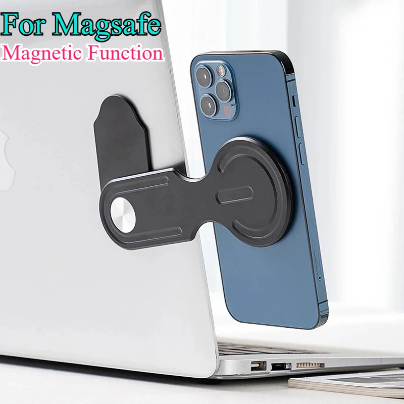 

Rotation Magnetic Phone Holder Notebook Accessories Stand for Magsafe iPhone 17 16 15 14 13 Pro Max Smartphone Laptop Back Mount