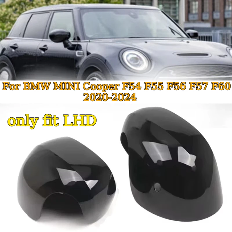 Glossy Black Door Wing  Rearview Mirror Cap For BMW MINI Cooper F54 F55 F56 F57 F60 2020-2024 Side Mirror Cover Replacement