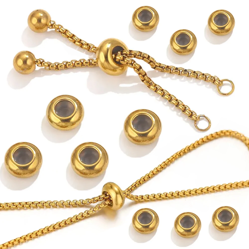 

10pcs Stainless Steel 6-10mm Adjustable Non-slip Silicone Beads Stopper Spacer Beads for DIY Bracelet Making Jewelry Accessories