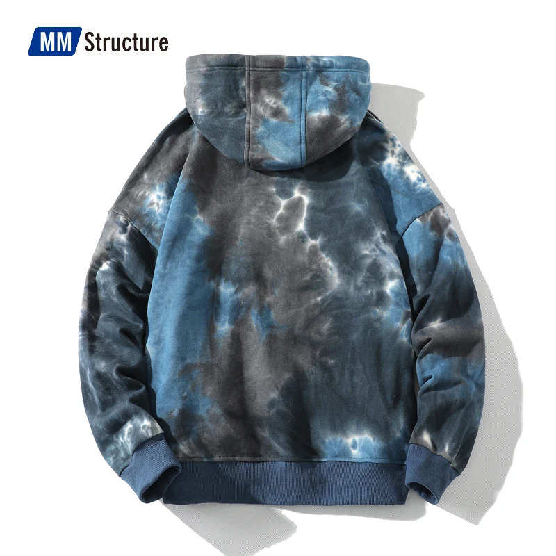 Korean Tie Dye Hoodies Men 100% Cotton Hip Hop Sweatshirt Tops 2022 New Spring Fashion High Street Harajuku Oversized Hoodie