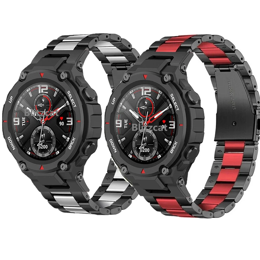 Stainless Steel Band For Amazfit T Rex Pro Smart Watch Replaceable Sport Strap Metal Bracelet