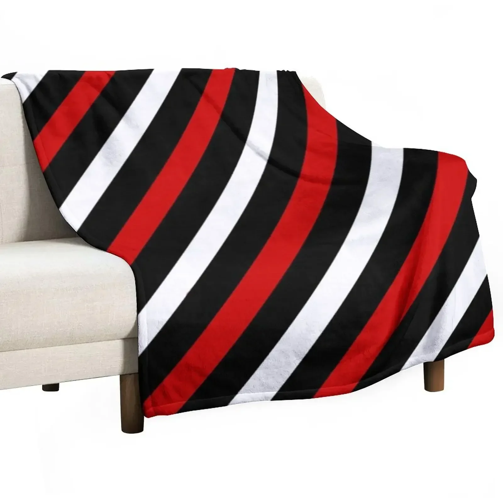 

BLACK AND WHITE AND RED STRIPE FOR INTERESTING INTERIOR DECOR AND TREND CLOTHING STYLES Throw Blanket Soft Plaid Plush Blankets