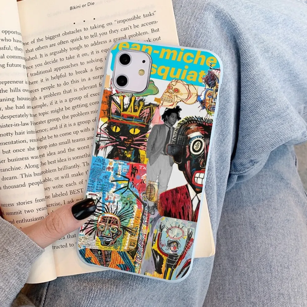 Artist J-Jean-Michel-Basquiat Phone Case For IPhone 14 11 12 13 Mini Pro Xs Max 8 7 6 6S Plus X XR Solid Candy Color Case