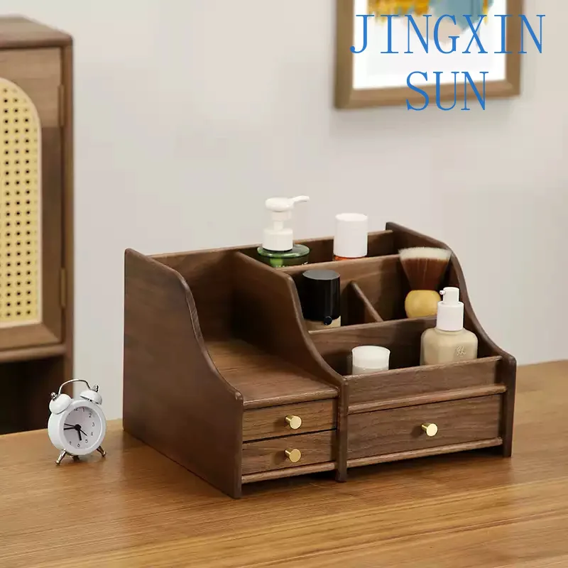 Black Walnut Cosmetics Jewelry Box Large Capacity Necklace Earrings Ring Storage Jewelry Desktop Storage Box Hot Sale