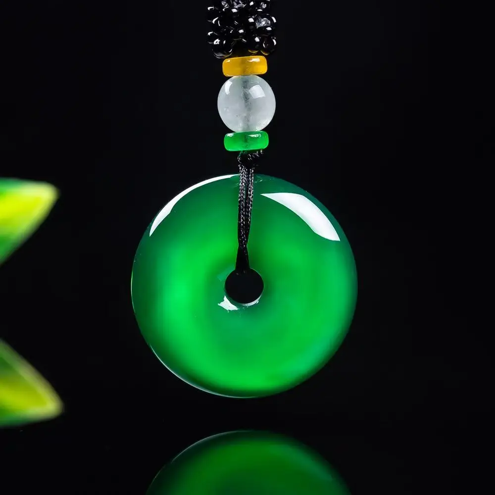 Natural jade,full green jade, thick-set peace button, pendant, exquisite hanging ornament, suitable men and women29.6*7.5