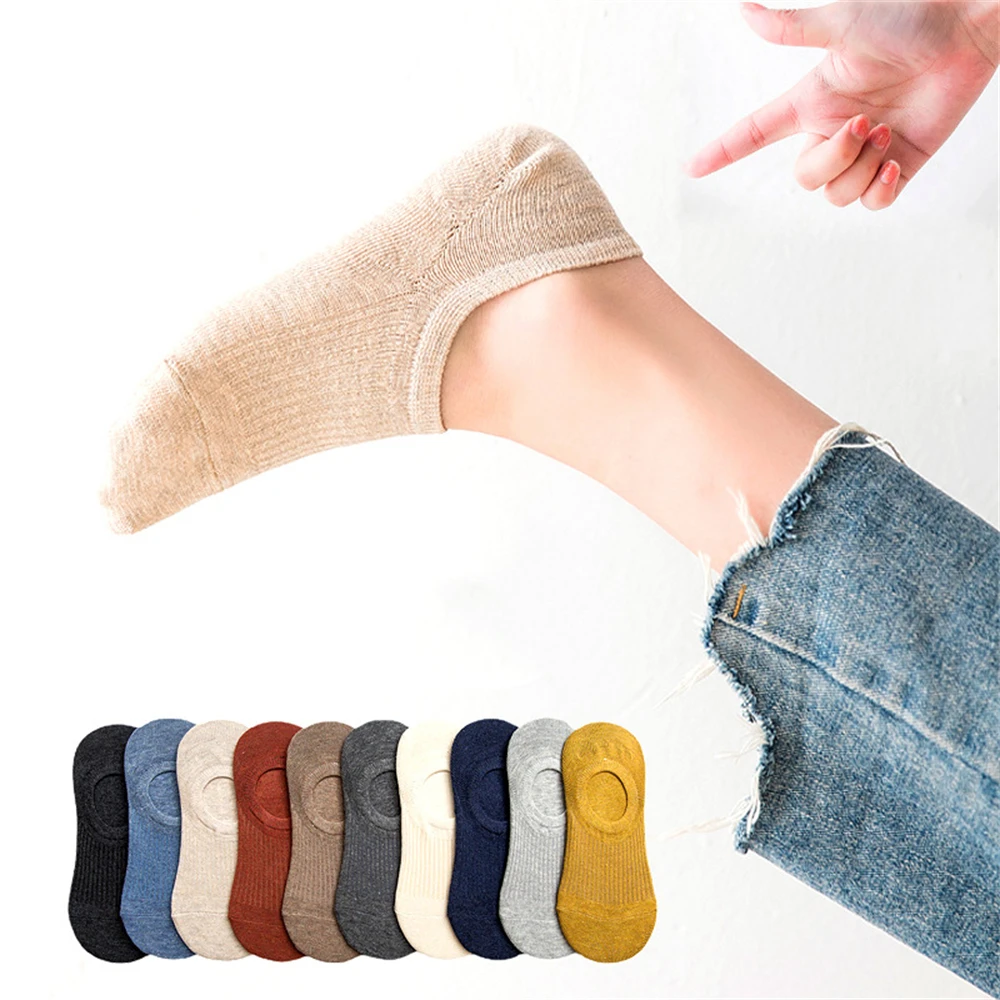 5 Pairs Non-Slip Socks Candy-Colored Invisible Striped Low-Cut Silicone Breathable Japanese Pinstripe Summer Casual Dropshipping