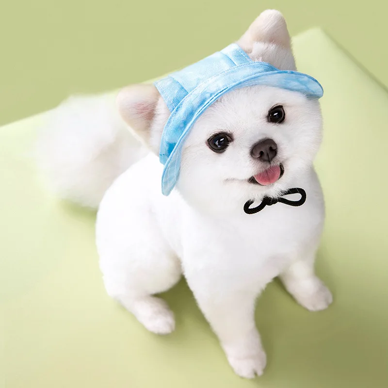

Dog hat cute open ears pet visor anti-fall adjustable sunscreen does not restrain ears cotton products