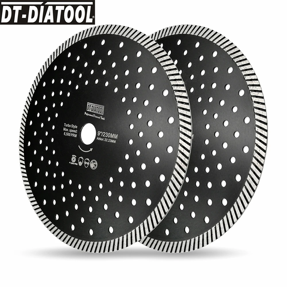 DT-DIATOOL-Diamond Narrow Turbo Saw Blade, Multi Holes Cutting Disc, Concrete Granite Marble Masonry Cutting Wheel, 1Pc