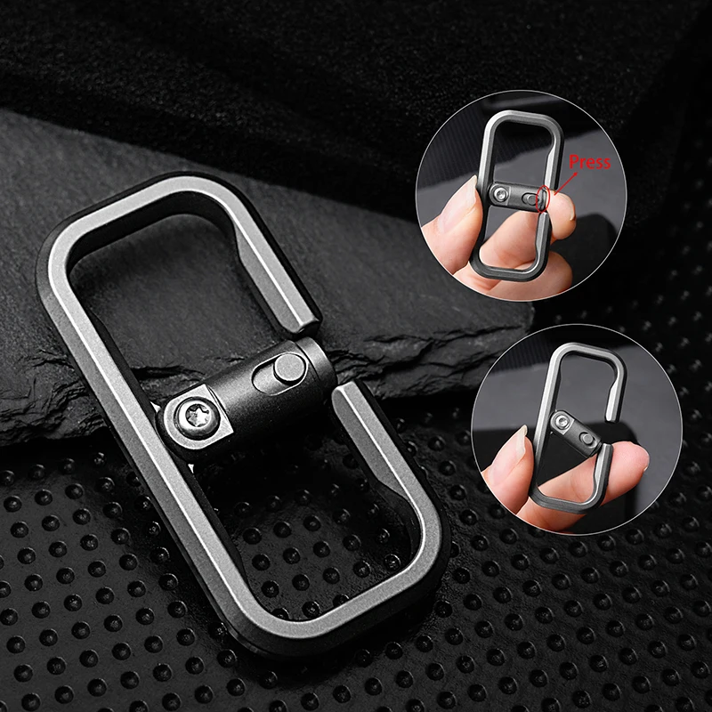 [YU]Titanium Alloy Carabiner Keychain Accessory – EDC Mini Rectangular Key Ring With Locking Switch- Lightweight, Durable