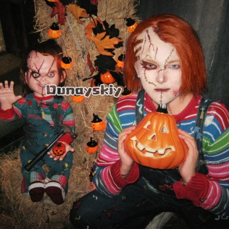 

Anime Scary Chucky Killer Cosplay Costume Adult Cos Jumpsuits Halloween Horror Clothing For Men Women Party Costumes Full Set