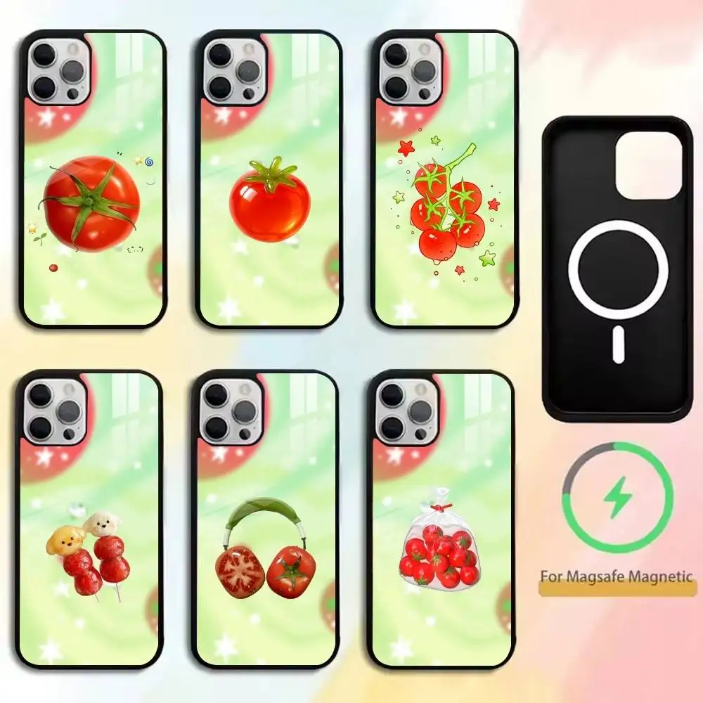 

Tomato Cartoon Cute Creative Phone Case For iPhone17,16,15,14,13,12,11 Plus,Pro Magnetic For Magsafe Wireless Charging