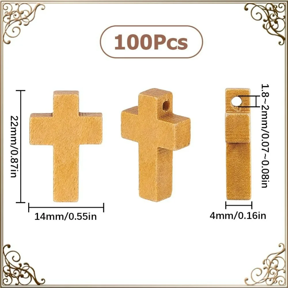 100Pcs Wood Cross Charms Mini Cross Charms Bulk Cross Bead Charms Mini Wood Pocket Bulk Easter  Rosaries