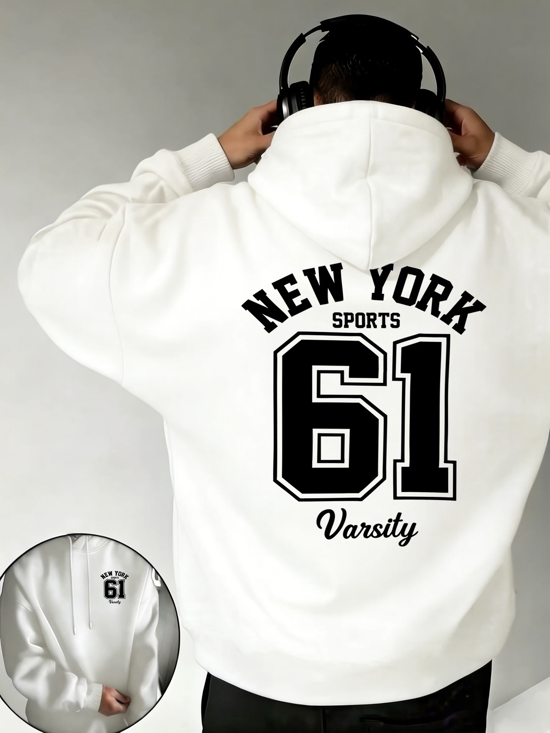 

Новая молодежная толстовка унисекс с принтом New York Sporty Number 61, свободного кроя, с карманом, в стиле ретро, с длинными рукавами, из флиса