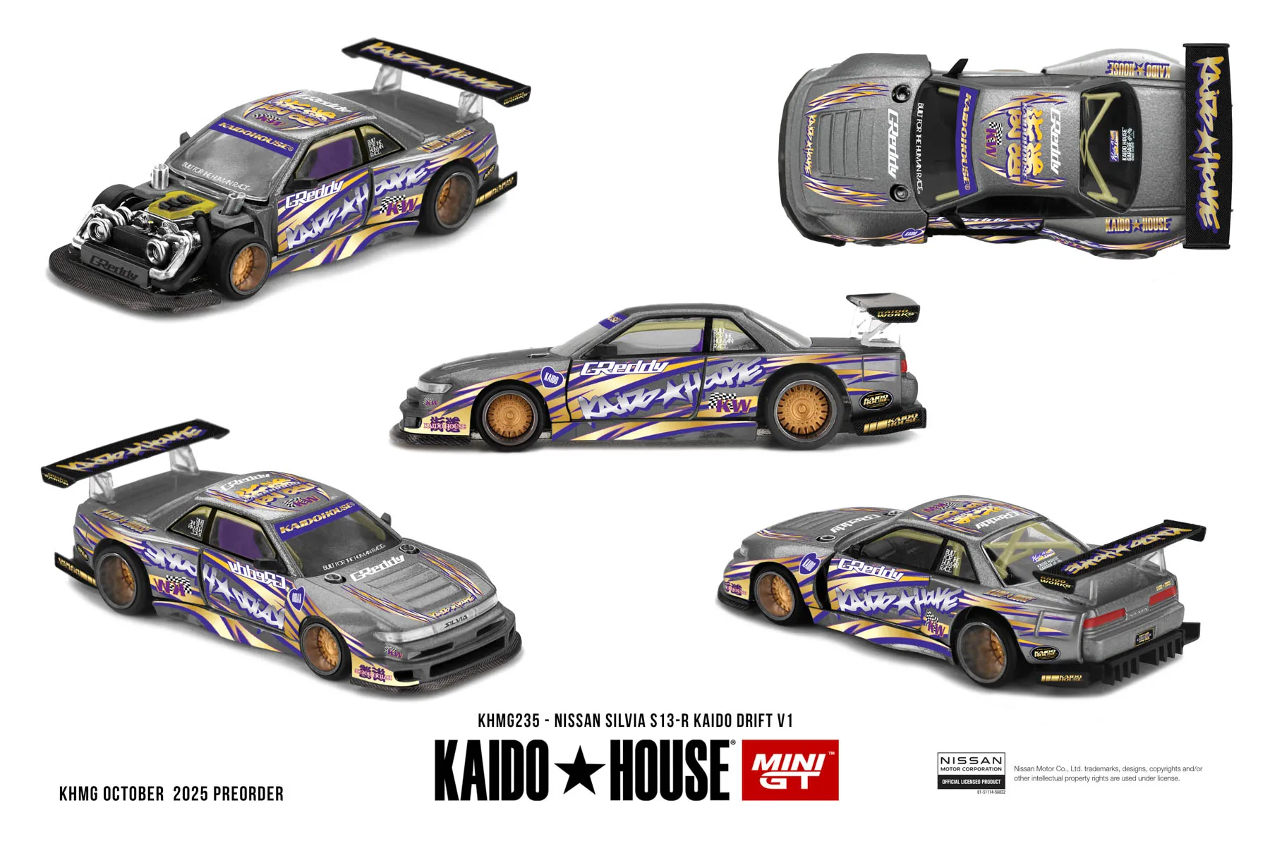 MINIGT Kaido House 1:64 KHMG232 NISSAN SILVIA S13-R KAIDO WORKS V1