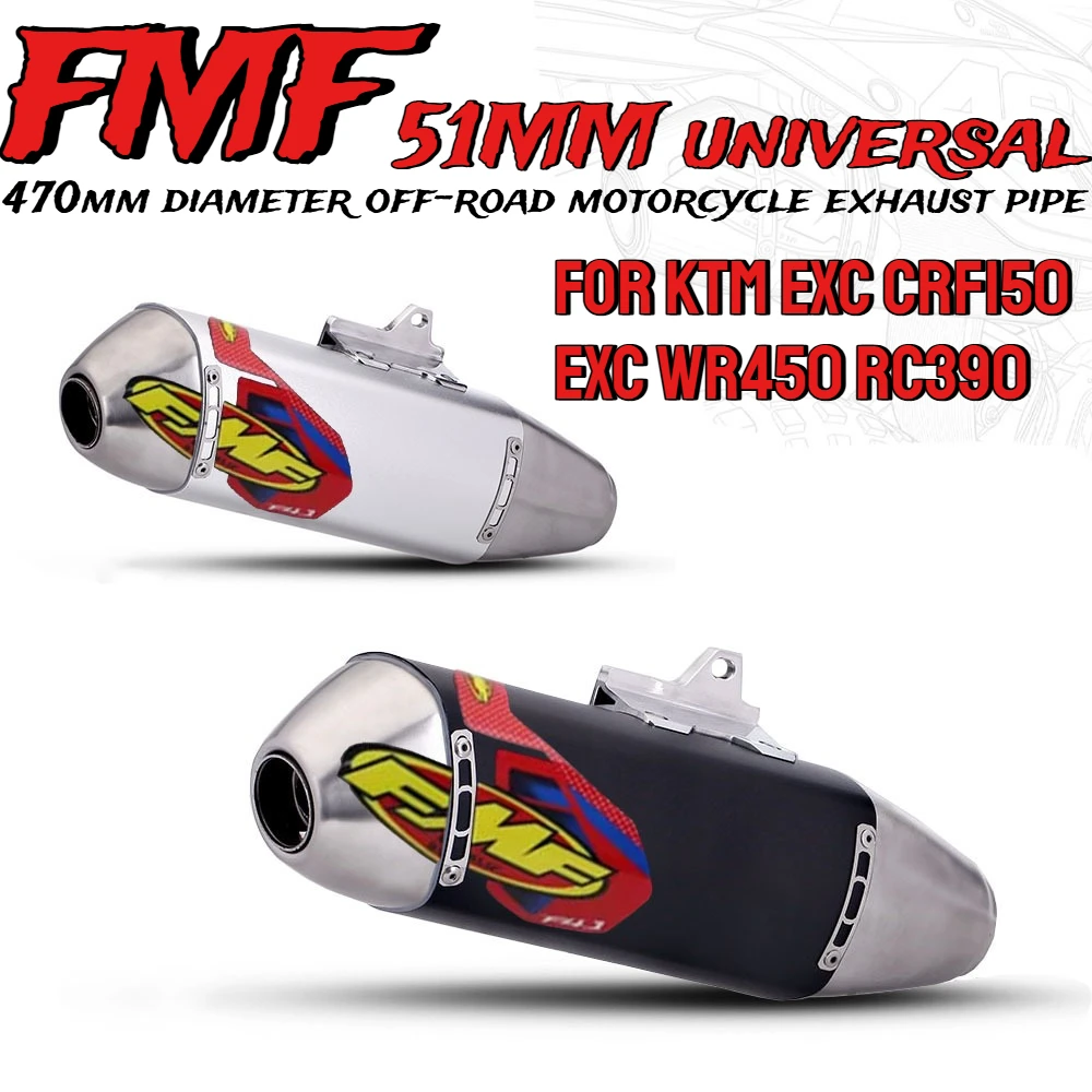 

51mm Universal Large Off-road FMF Motorcycle Exhaust Pipe For KTM R3 CB650R Z400 S117 ADV Motorcycle Tailpipe Escape Motorcycle