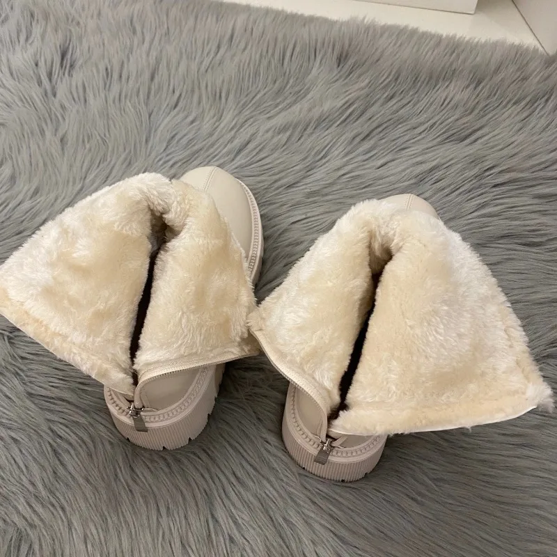 New Style Luxury Winter Women Warm Plush Ankle Boots Comfort Non Slip Big Size Shoes Concise Cotton Short Boots Zapatos De Mujer