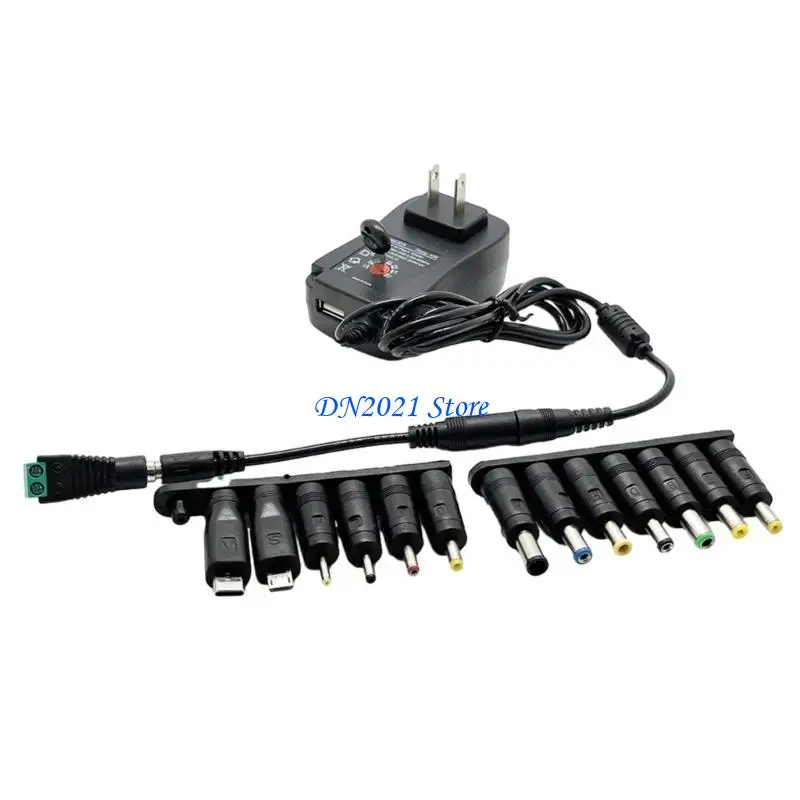 F3KE 30W Power Adapter 3-12v 1A2A Adjust Power Universal Adapter 14Tips