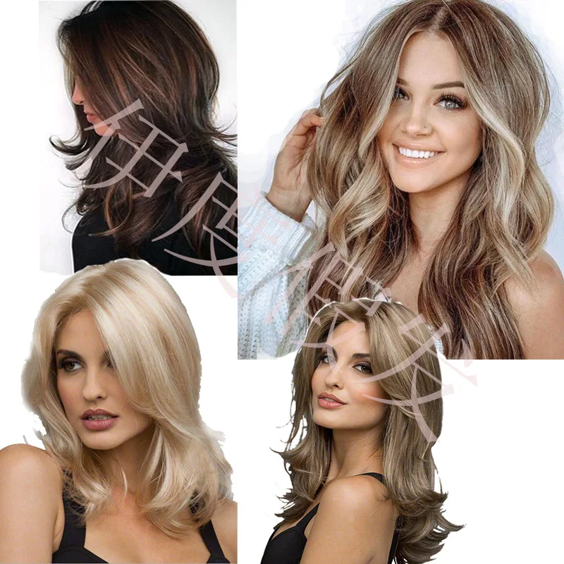

Long Wavy Ombre Synthetic Wig Middle Part with Bangs for Women Cosplay Party Costume Daily Wear