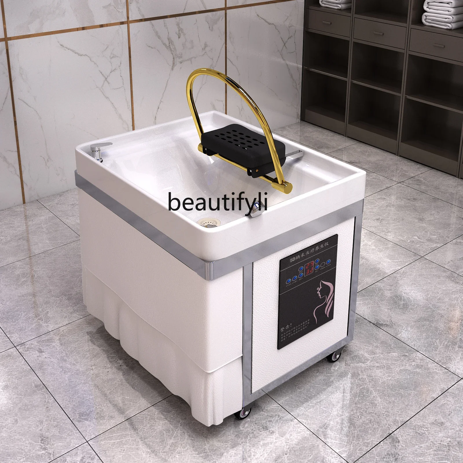 

ss newMovable Shampoo Basin Head Therapy Machine Supporting Facial Bed Household Fumigation Water Circulation Shampoo Chair