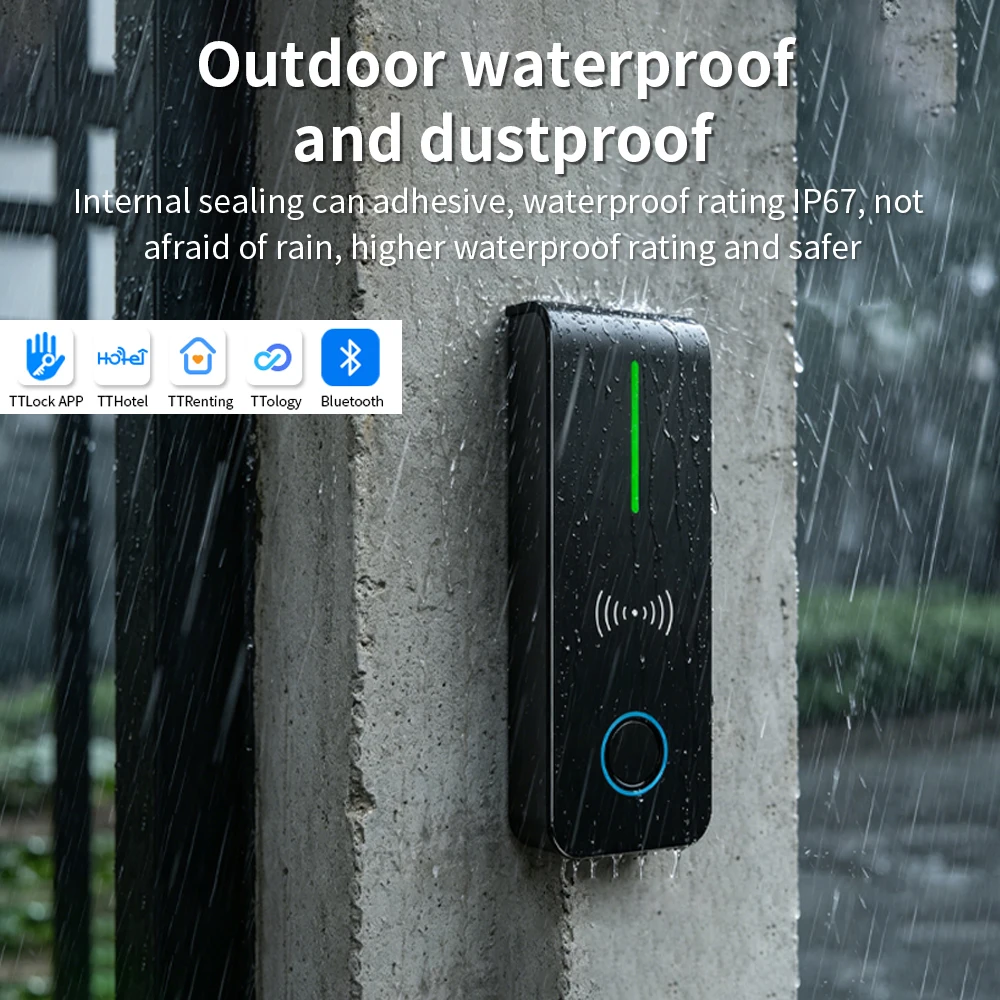 IP67 Waterproof Multiple Function TTLock Smart Access Control Fingerprint and APP Unlock 13.56MHZ RFID Card Mobile NFC Bluetooth