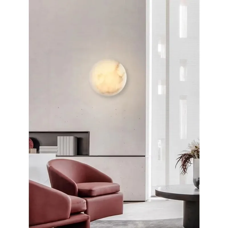 Modern LED Wall Light Marble Alabaster Shade Luxury Copper Body Bedroom Bedside Dining Living Room Wholesale Home Office Use