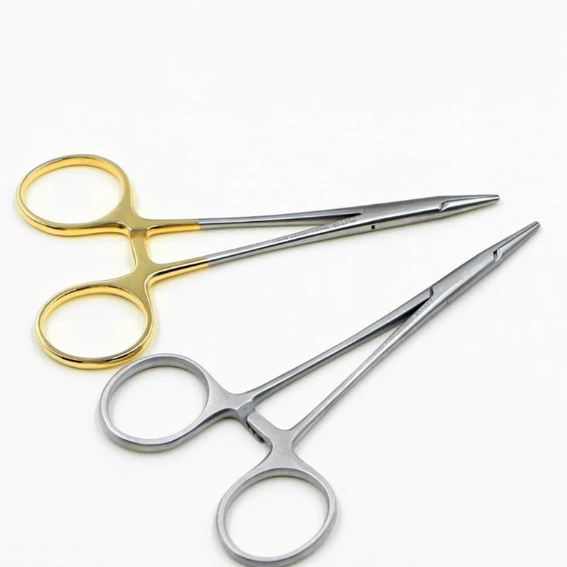 Tiangong gold handle needle holder stainless steel double eyelid surgery tool beauty plastic insert suture holding needle clamp