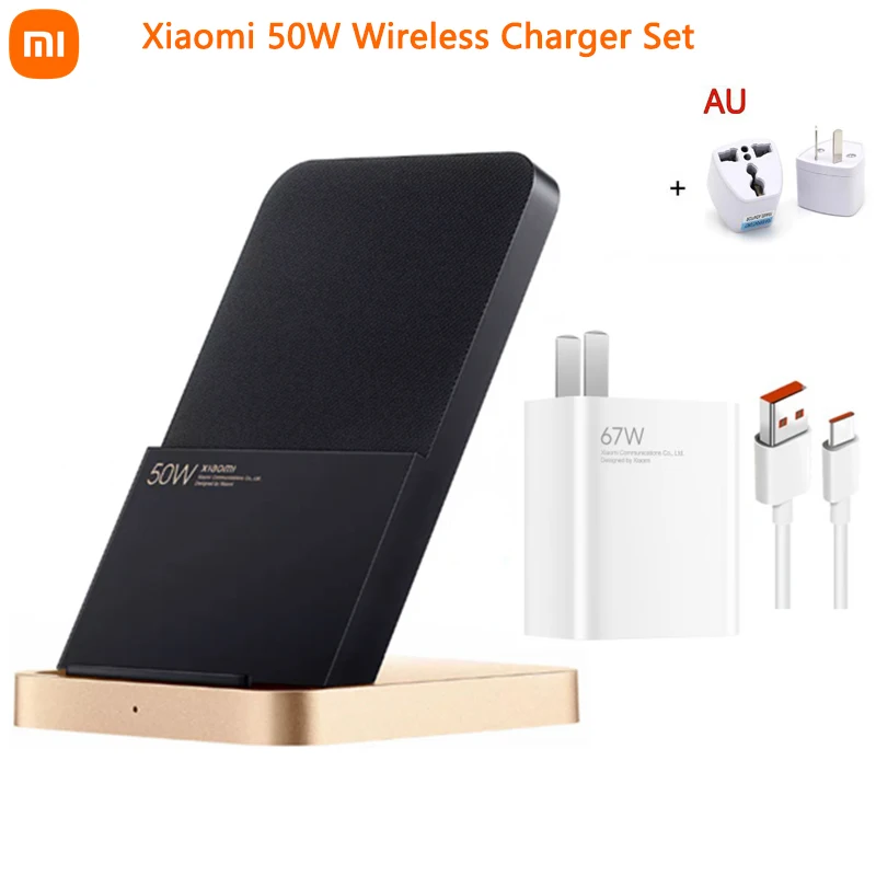 Nuevo Juego de cargador inalámbrico de 50W con cargador de 67W, Cable 6A, carga rápida de refrigeración por aire Vertical para Xiaomi 10/11/12 Pro para iPhone